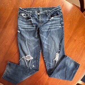 LOFT Distressed Boyfriend Jeans in Blue